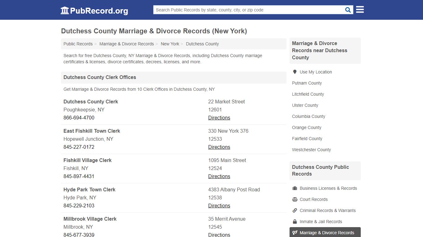Dutchess County Marriage & Divorce Records (New York)